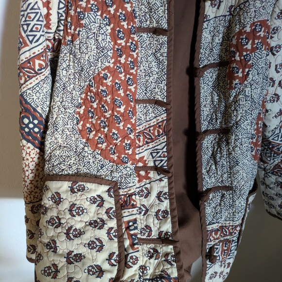 Women's Patterned Teddy Jacket - Brown and Cream - Picture 2 of 9